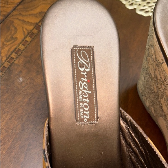 Brighton Brown and Tan Mules with Leopard Print - Picture 3 of 6